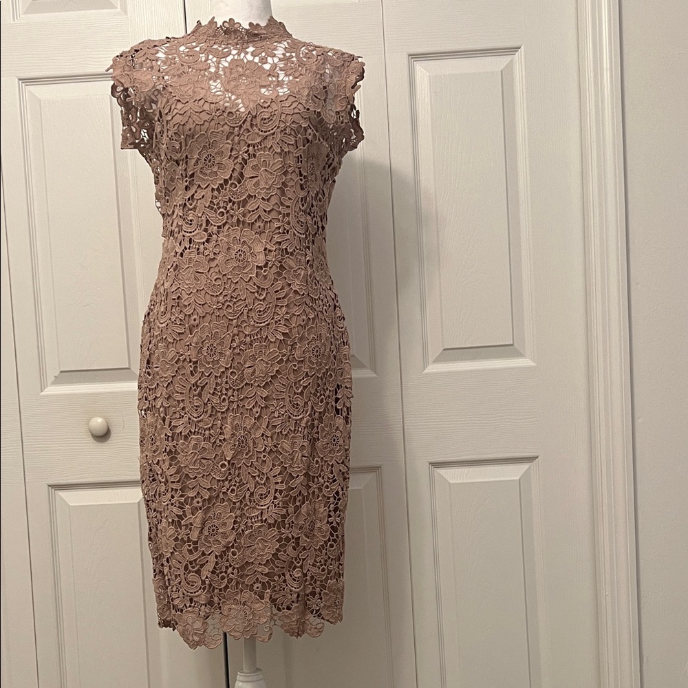Paper Doll Lace Midi Dress in Brown